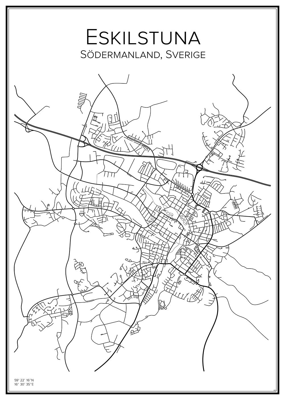 Stadskarta över Eskilstuna