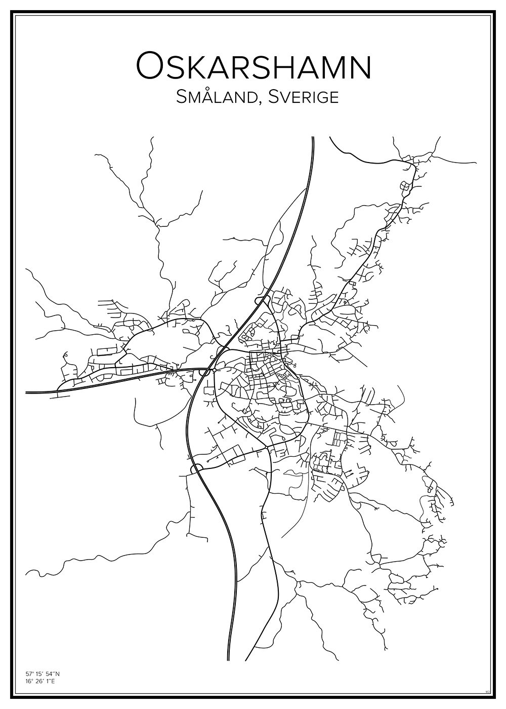 Stadskarta över Oskarshamn