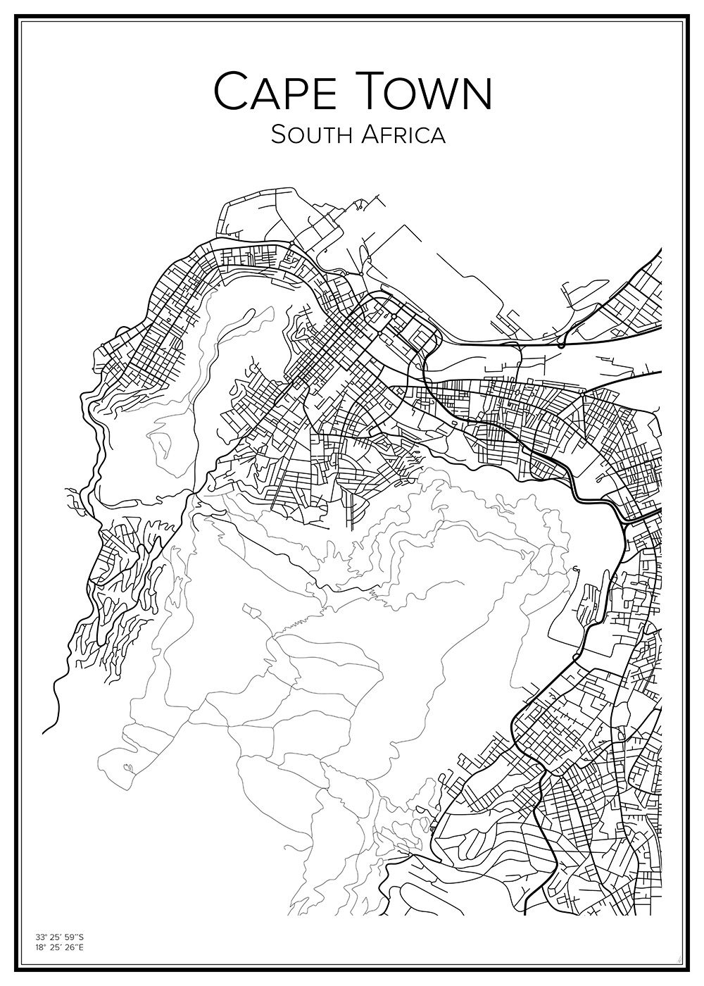 Stadskarta över Kapstaden