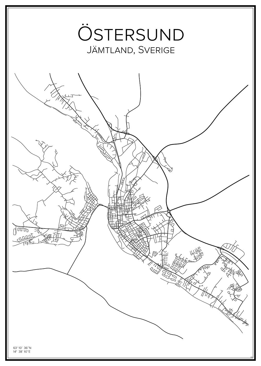 Stadskarta över Östersund