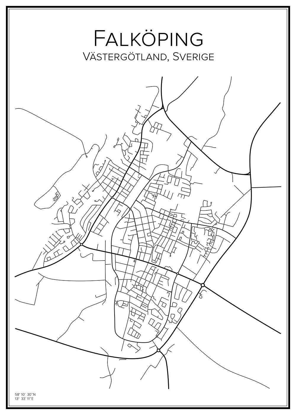 Stadskarta över Falköping