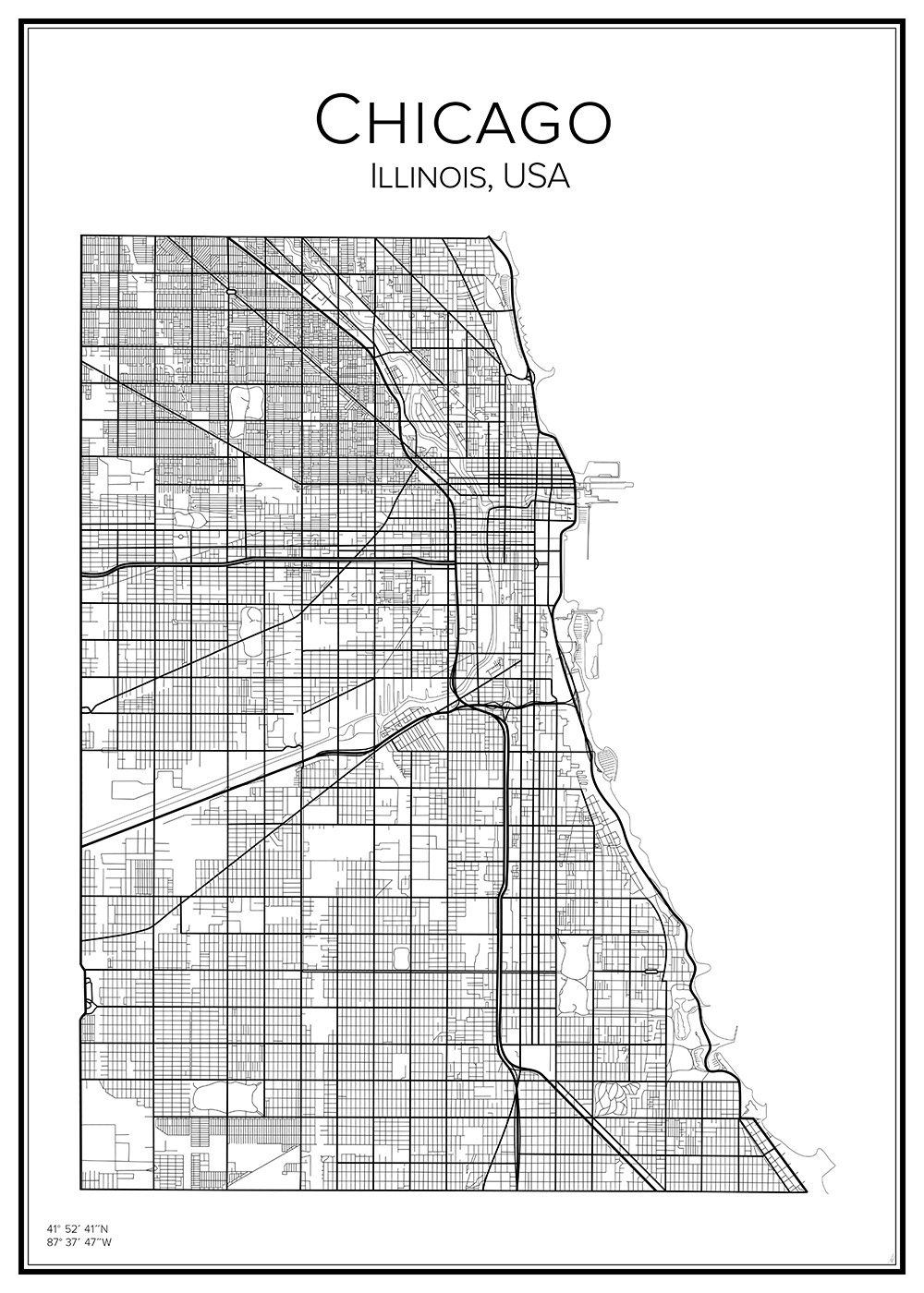 Stadskarta öcer Chicago