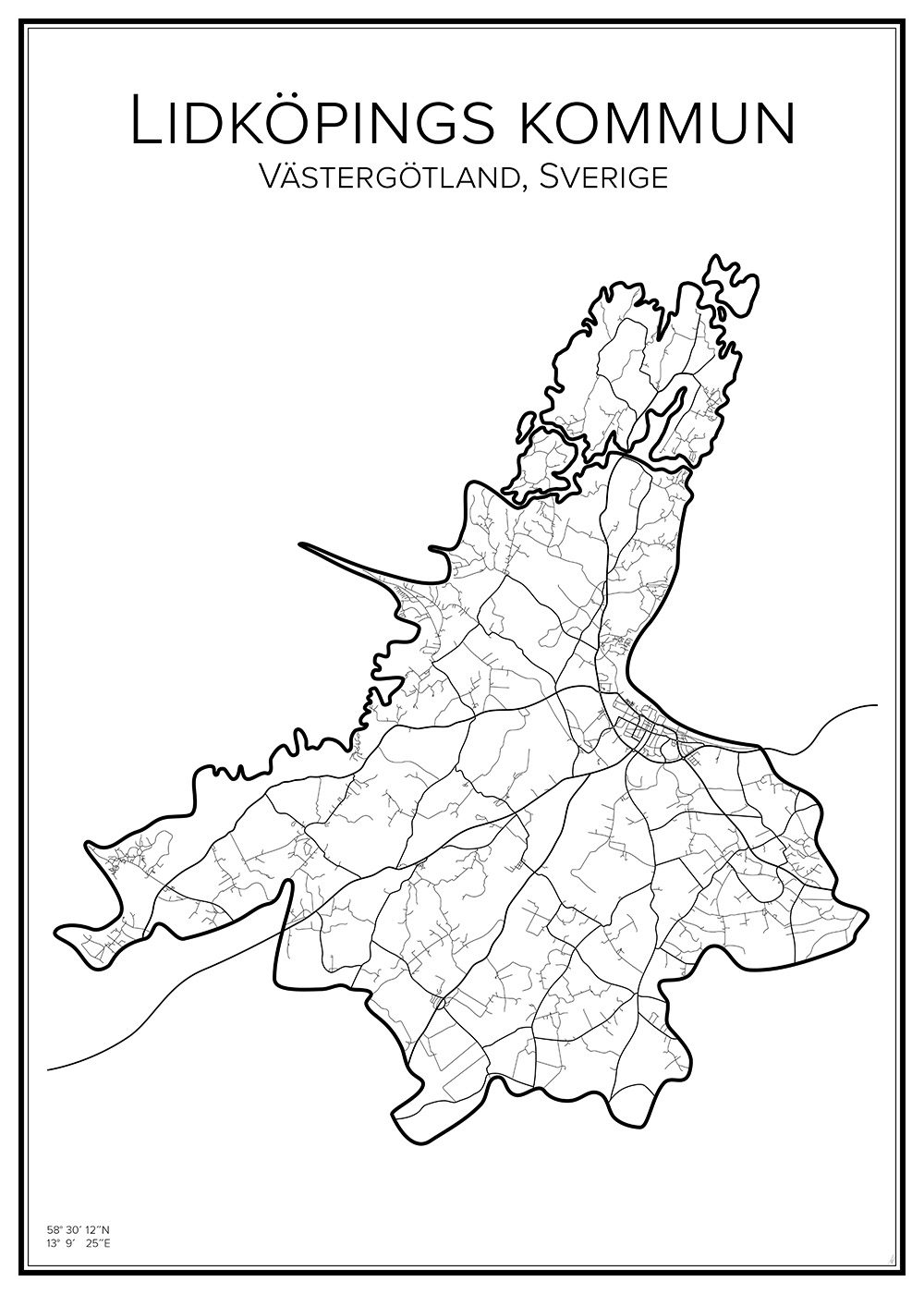 Karta över Lidköpings kommun