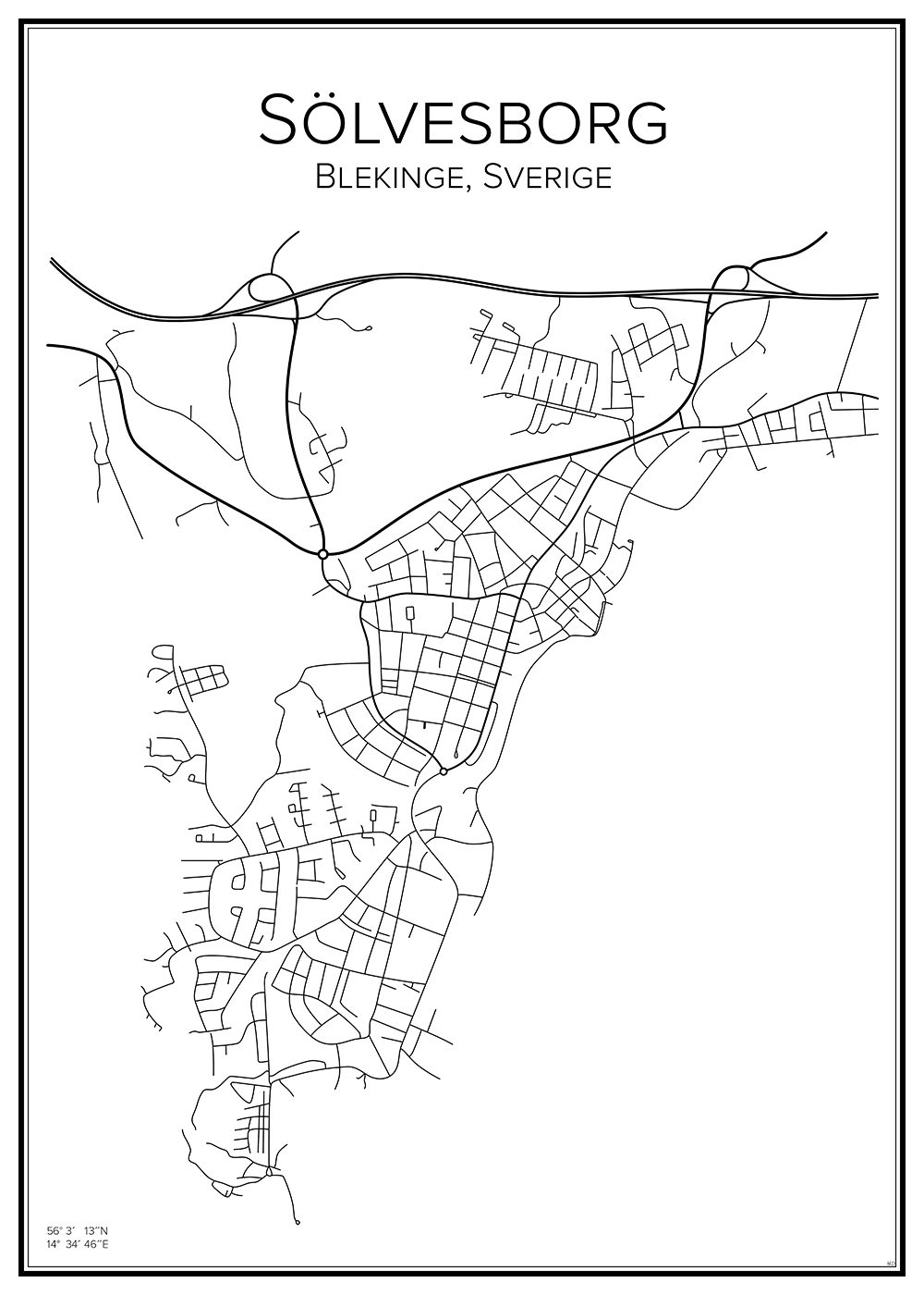 Stadskarta över Sölvesborg