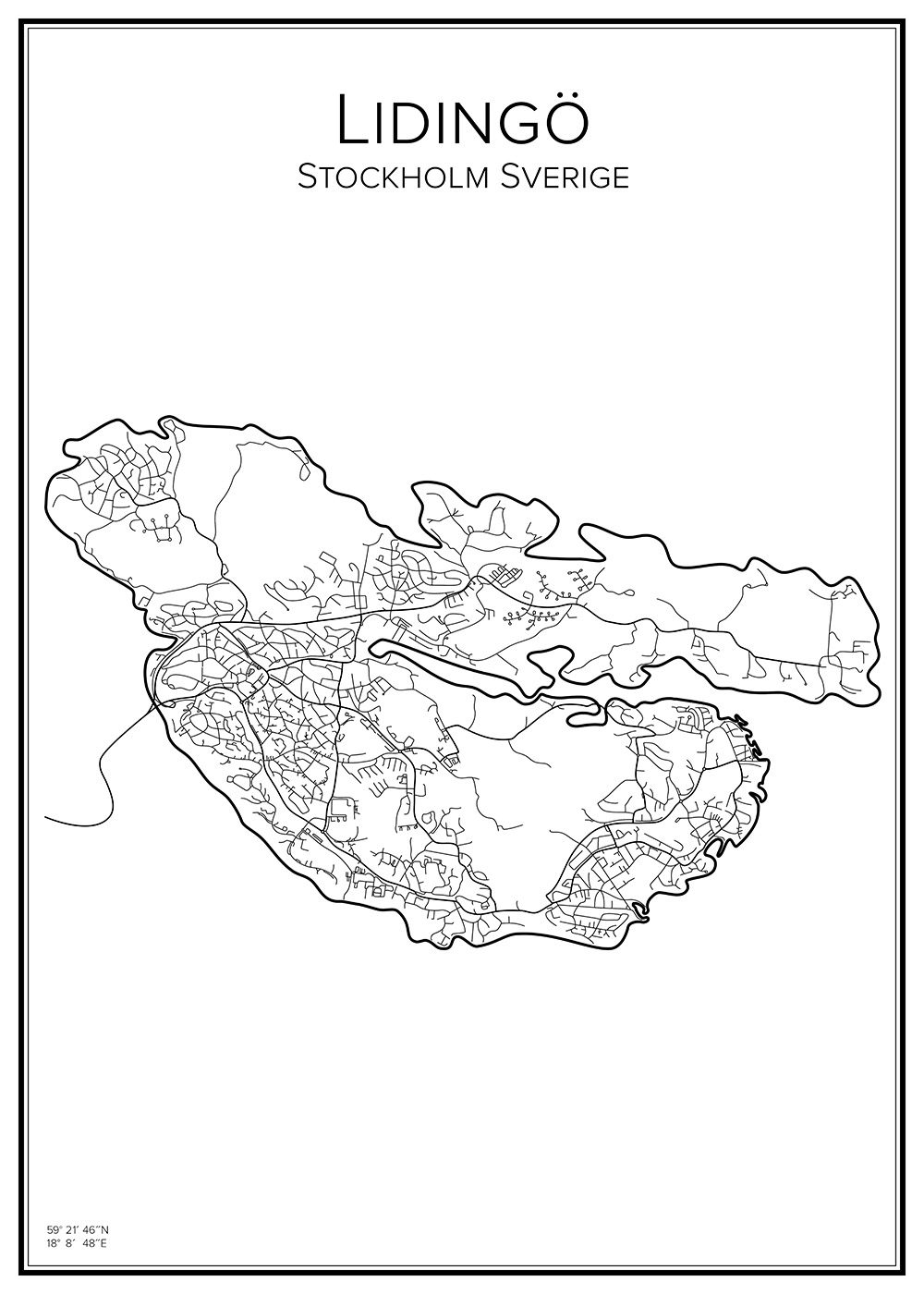 Stadskarta över Lidingö