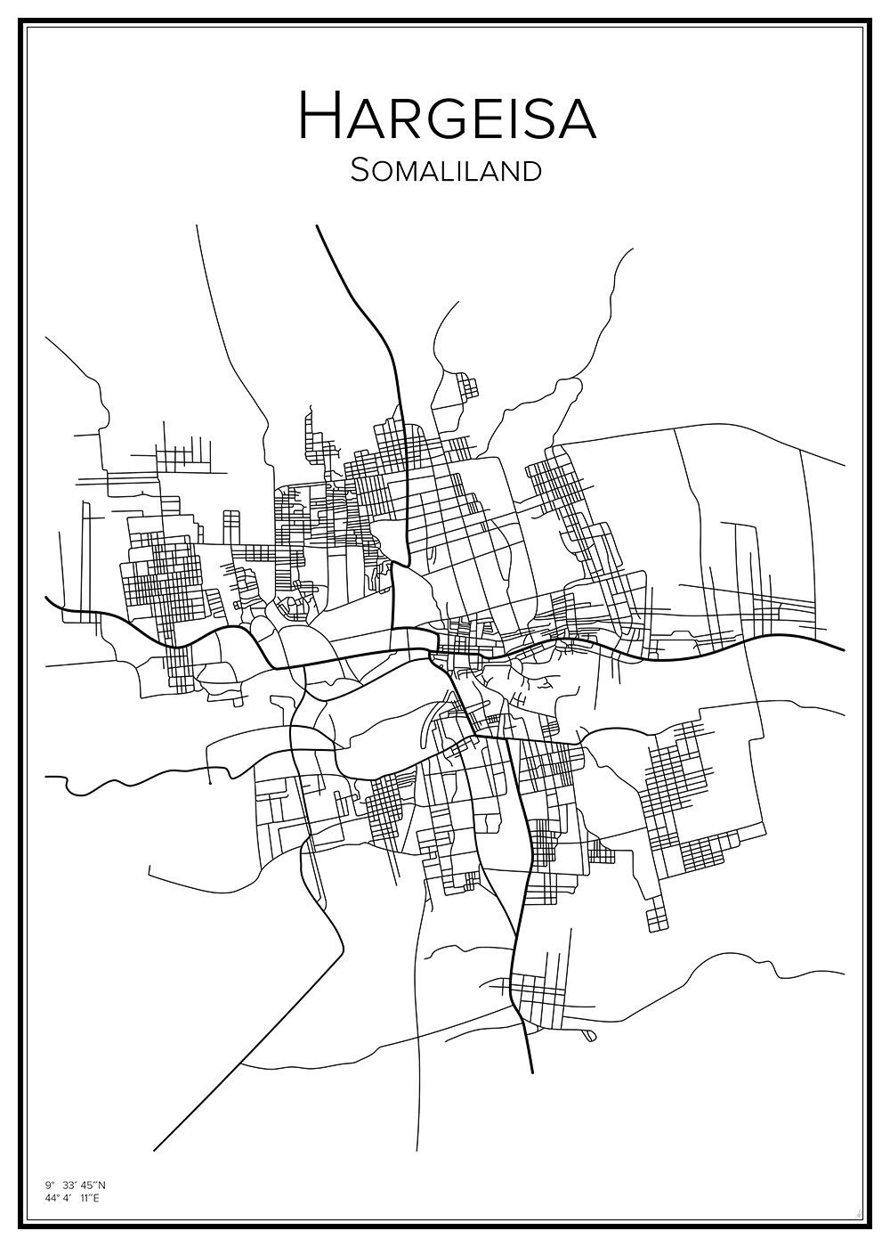 Stadskarta över Hargeisa