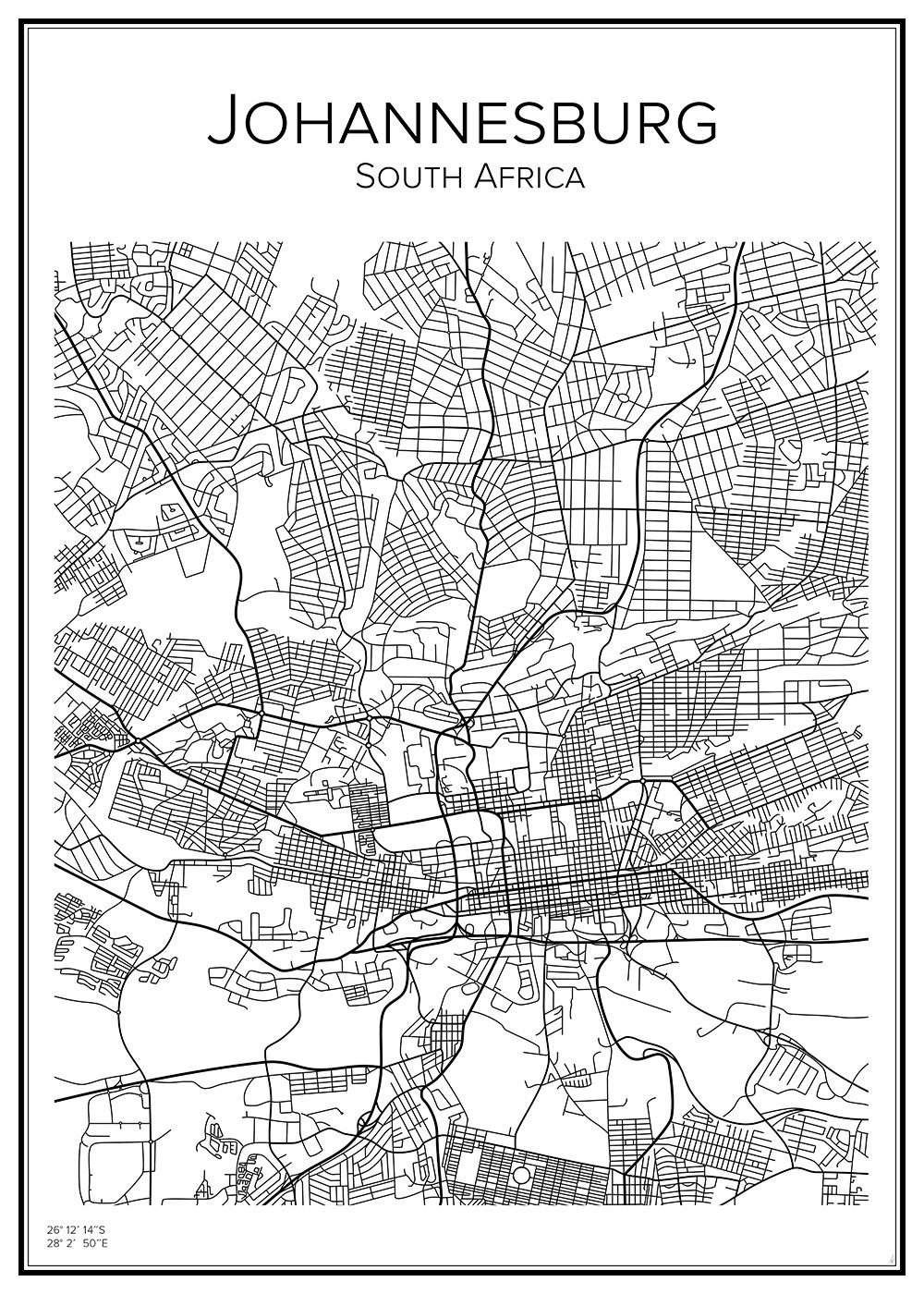 Stadskarta över Johannesburg