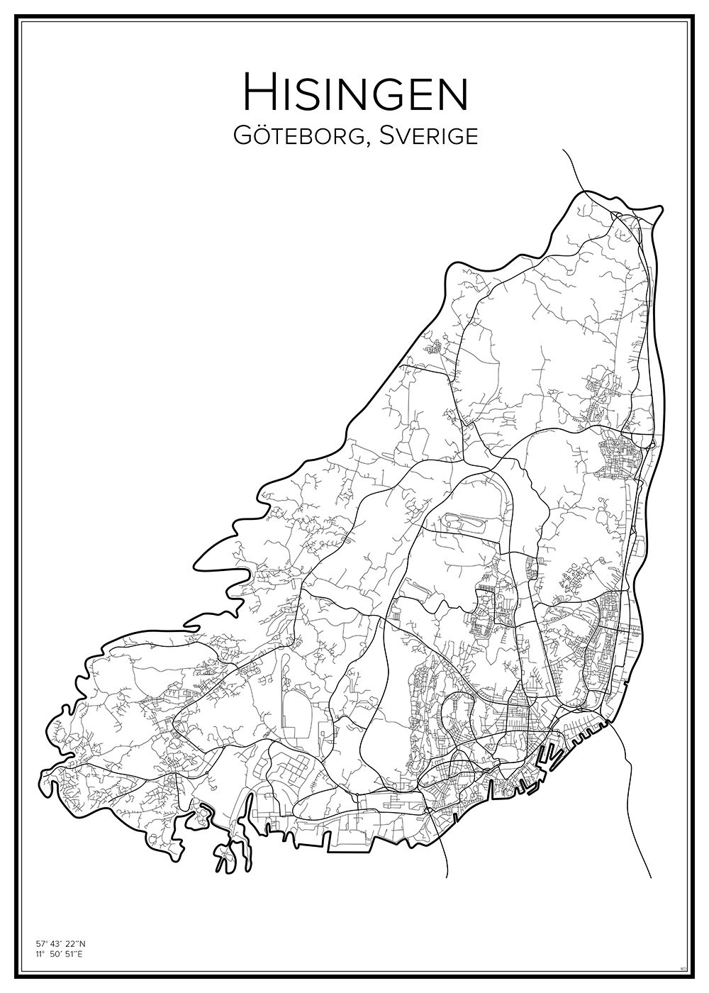 Stadskarta över Hisingen