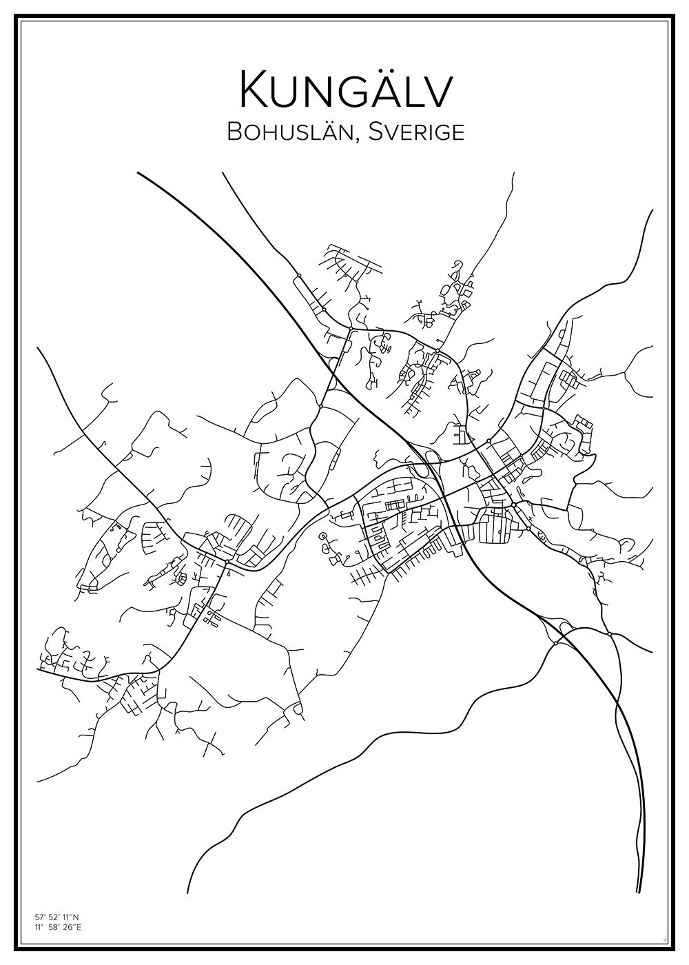 Stadskarta över Kungälv