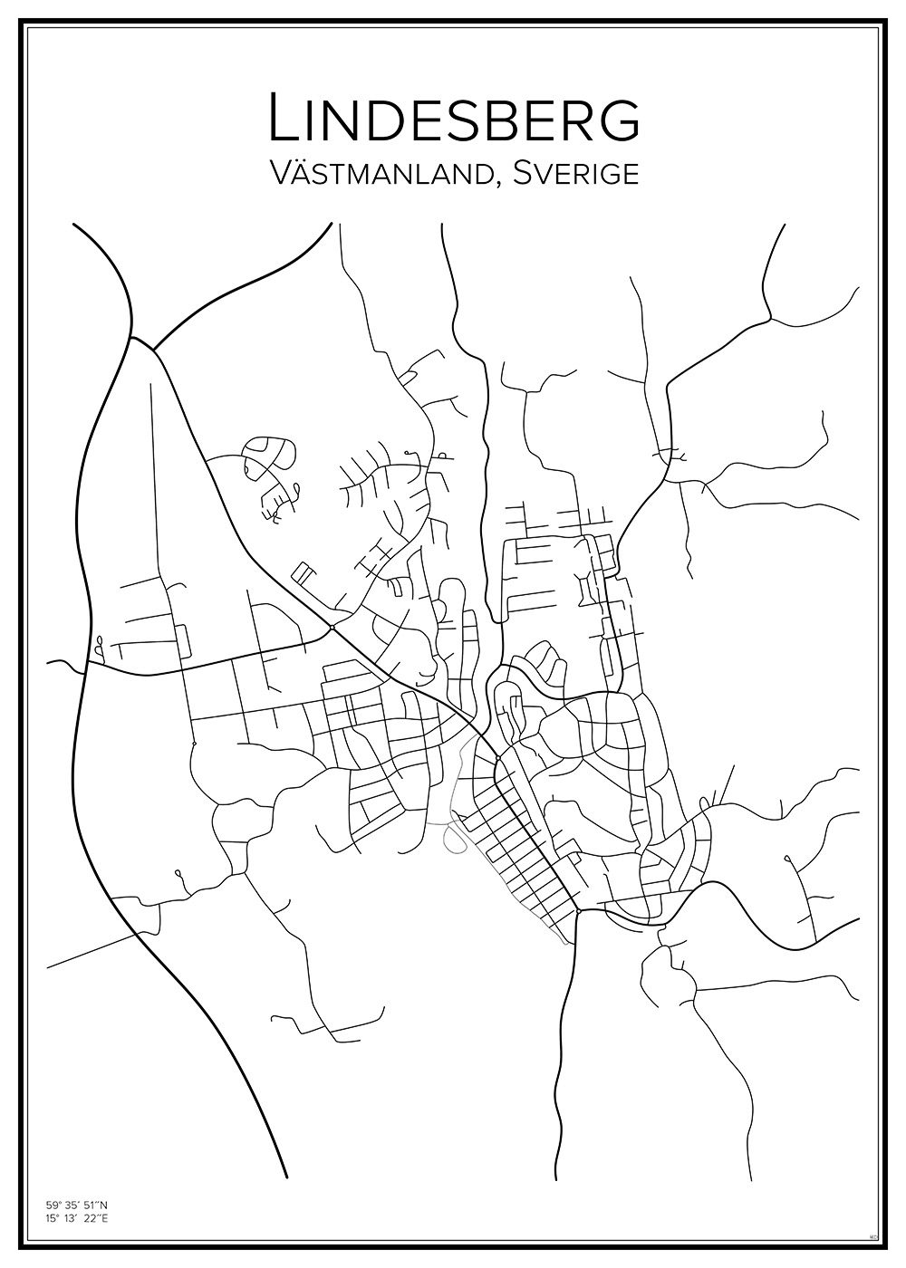 Stadskarta över Lindesberg