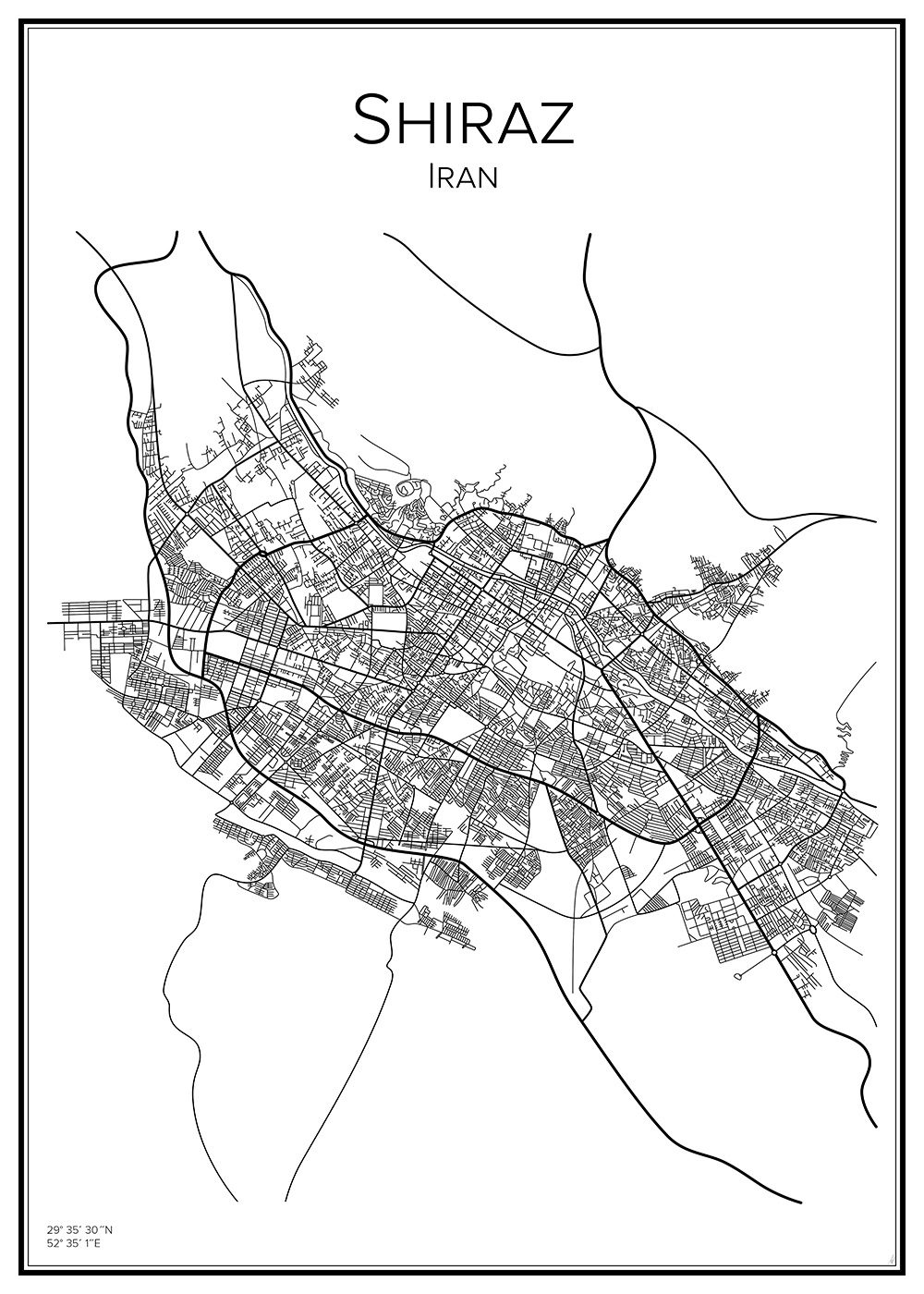 Stadskarta över Shiraz