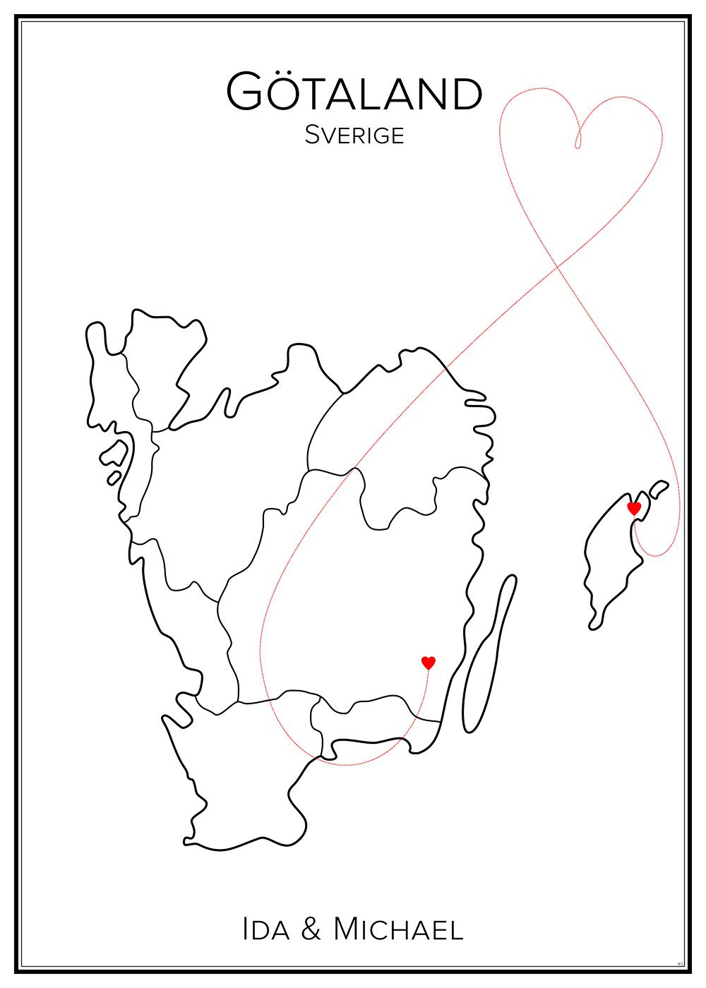 Kärlekskarta över Götaland