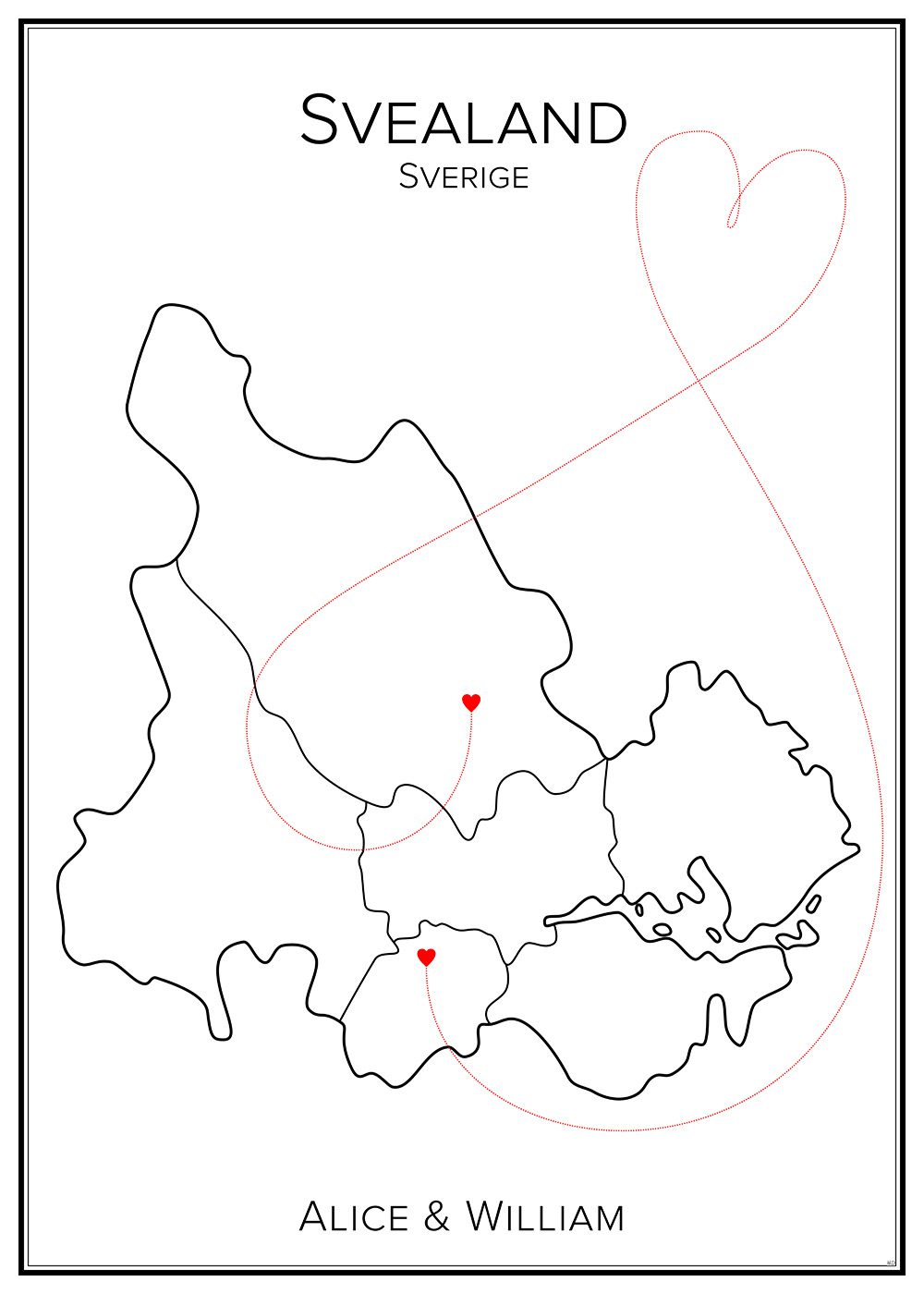 Kärlekskarta över Svealand