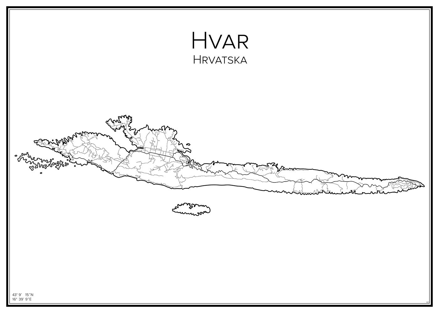 Stadskarta över Hvar