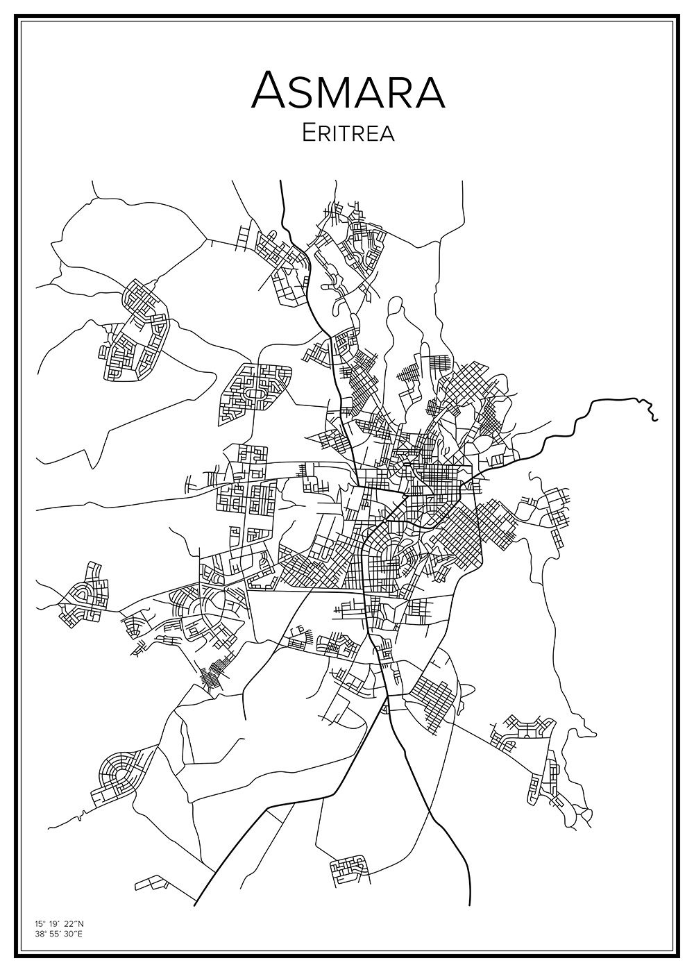 Stadskarta över Asmara