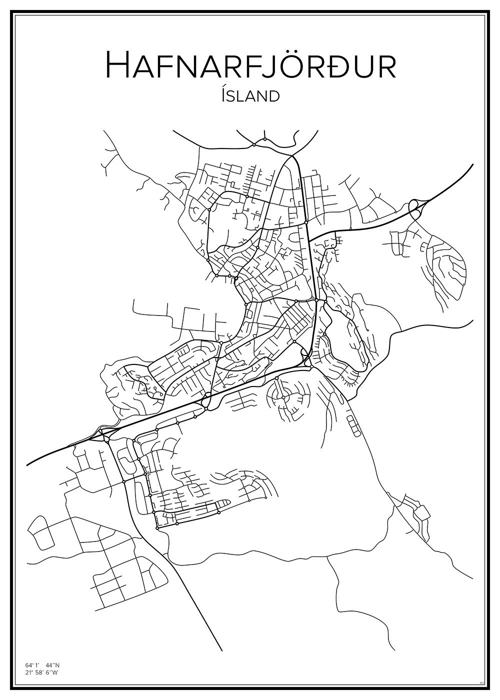 Stadskarta över Hafnarfjörður