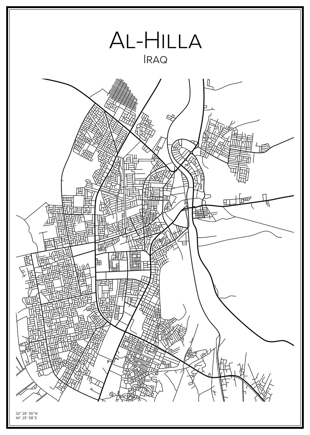 Stadskarta över Al-Hilla