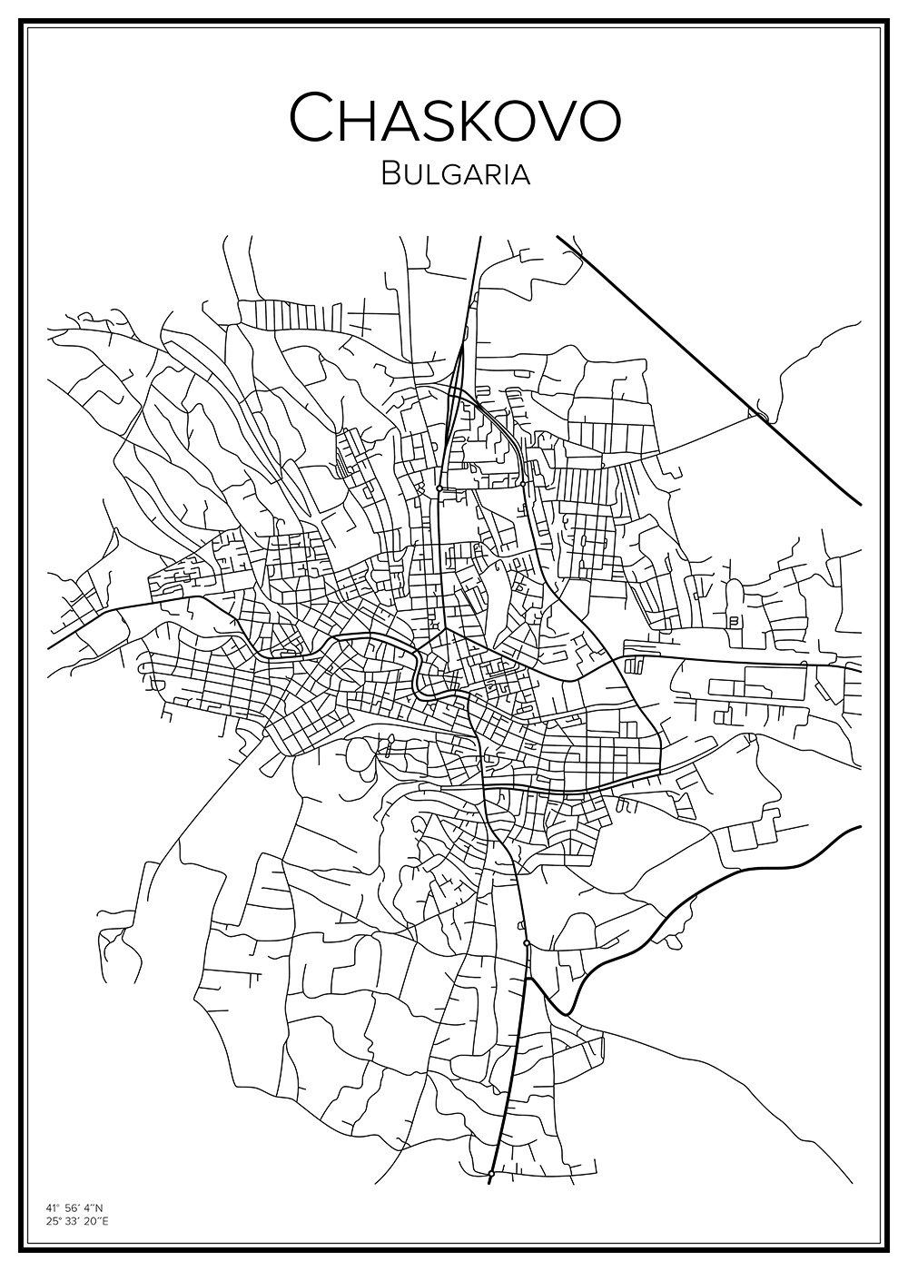 Stadskarta över Chaskovo