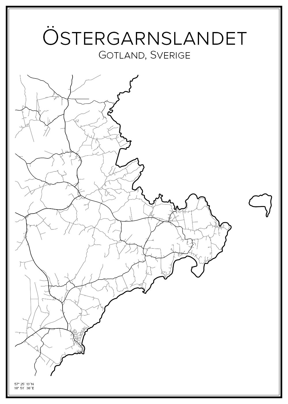 Stadskarta över Östergarnslandet