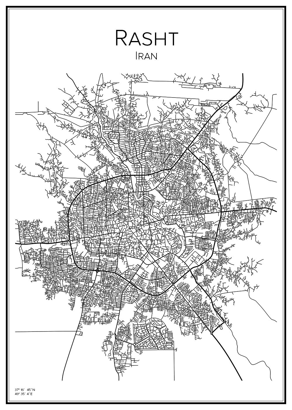 Stadskarta över Rasht