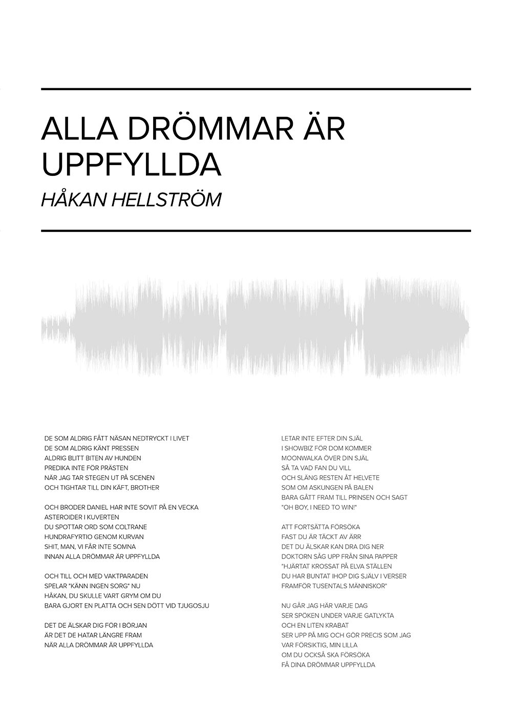 Håkan Hellström Poster Alla drömmar är uppfyllda