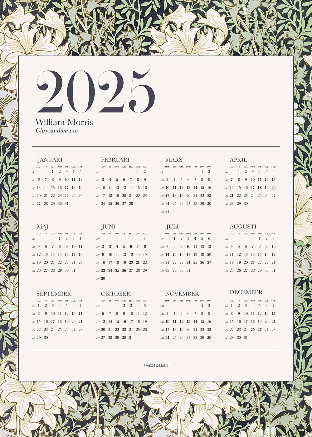 William Morris Kalender 2025 Poster chrysanthemum