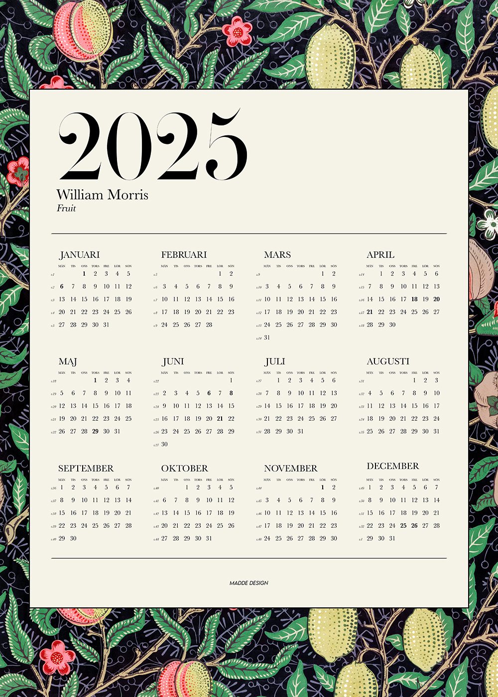 William Morris Kalender 2025 Poster fruit