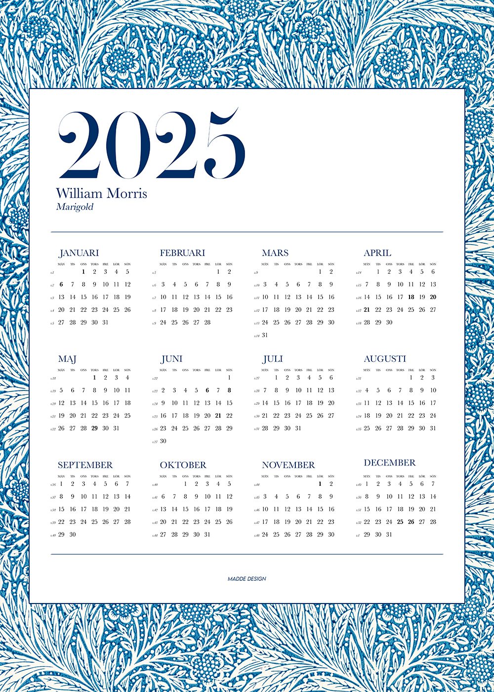 William Morris Kalender 2025 Poster Marigold