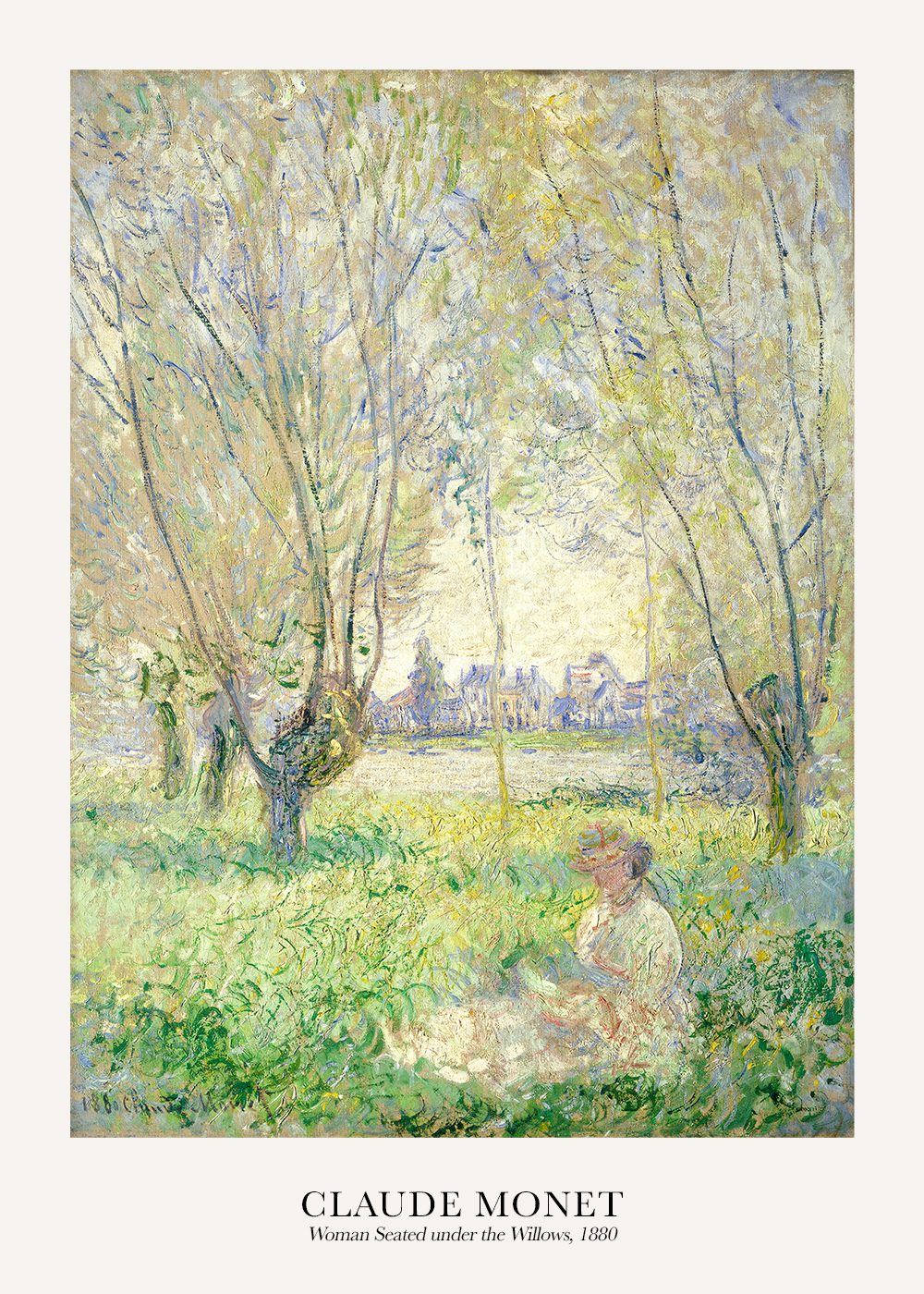 Monet poster woman seated under the willows