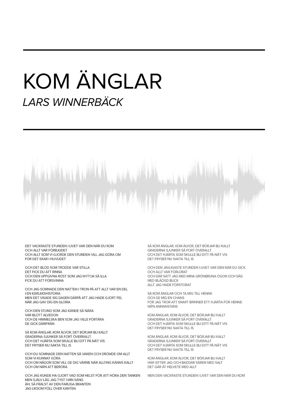 musikposter låttext kom änglar Lars Winnerbäck Poster