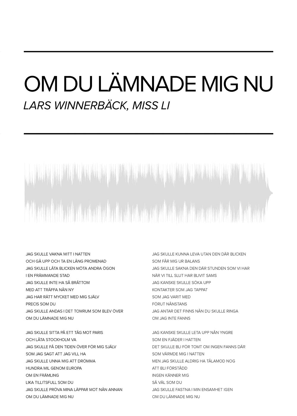 musikposter låttext om du lämnade mig nu Lars Winnerbäck Poster